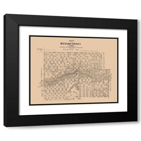 Menard County Texas - Walsh 1879 Black Modern Wood Framed Art Print with Double Matting by Walsh
