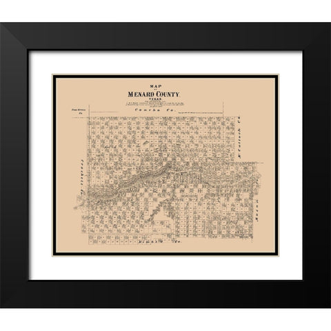 Menard County Texas - Walsh 1879 Black Modern Wood Framed Art Print with Double Matting by Walsh