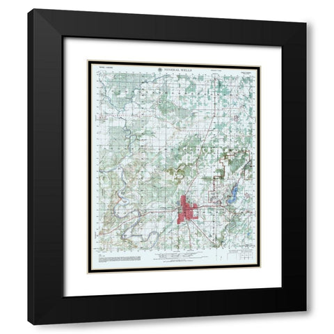 Mineral Wells Texas Sheet - US Army 1960 Black Modern Wood Framed Art Print with Double Matting by US Army