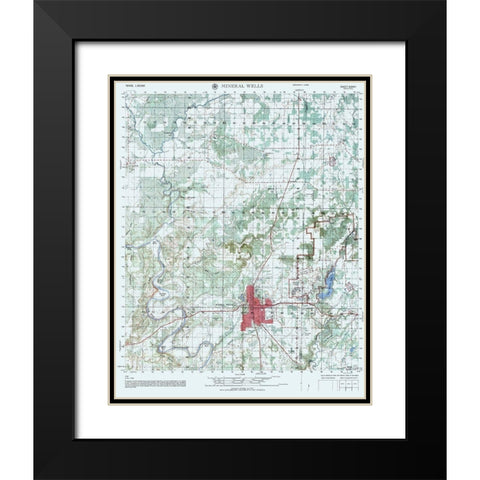 Mineral Wells Texas Sheet - US Army 1960 Black Modern Wood Framed Art Print with Double Matting by US Army