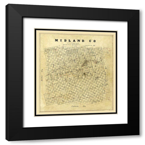 Midland County Texas -1896 Black Modern Wood Framed Art Print with Double Matting by Unknown