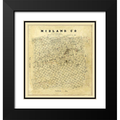 Midland County Texas -1896 Black Modern Wood Framed Art Print with Double Matting by Unknown