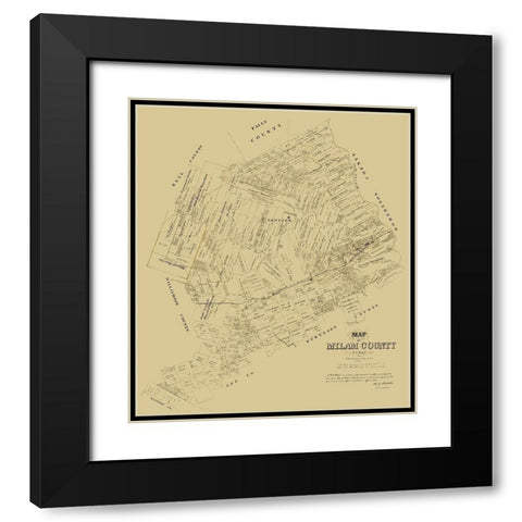 Milam County Texas - Walsh 1879 Black Modern Wood Framed Art Print with Double Matting by Walsh
