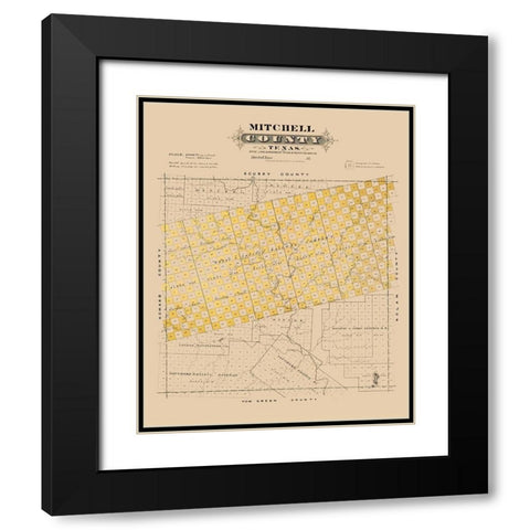 Mitchell County Texas - Gast 1870 Black Modern Wood Framed Art Print with Double Matting by Gast