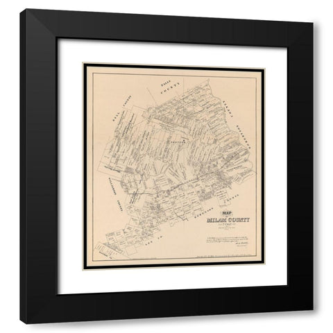 Milam County Texas - Walsh 1879 Black Modern Wood Framed Art Print with Double Matting by Walsh