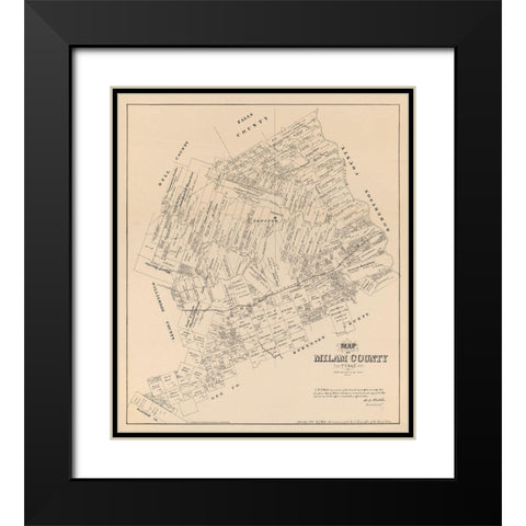 Milam County Texas - Walsh 1879 Black Modern Wood Framed Art Print with Double Matting by Walsh