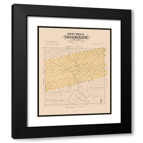 Mitchell County Texas - Gast 1870 Black Modern Wood Framed Art Print with Double Matting by Gast