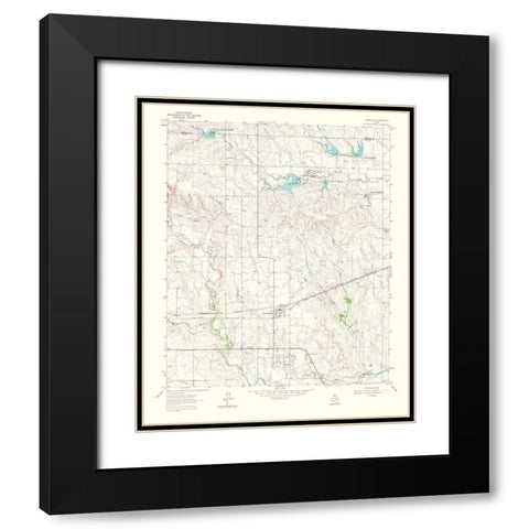 Mobeetie Texas Quad - USGS 1966 Black Modern Wood Framed Art Print with Double Matting by USGS