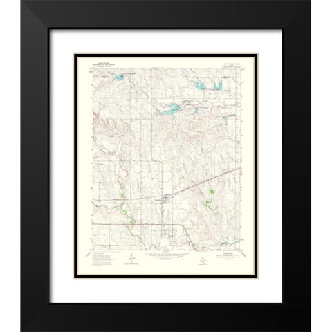 Mobeetie Texas Quad - USGS 1966 Black Modern Wood Framed Art Print with Double Matting by USGS