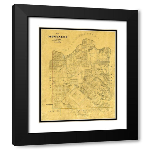 Montague County Texas - Stakeman 1868 Black Modern Wood Framed Art Print with Double Matting by Stakemann