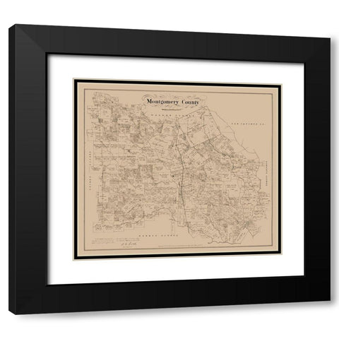 Montgomery County Texas - Walsh 1880 Black Modern Wood Framed Art Print with Double Matting by Walsh