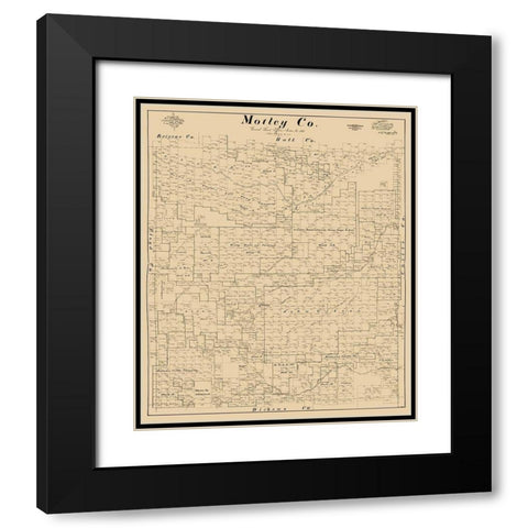 Motley County Texas - McGaughey 1893 Black Modern Wood Framed Art Print with Double Matting by McGaughey