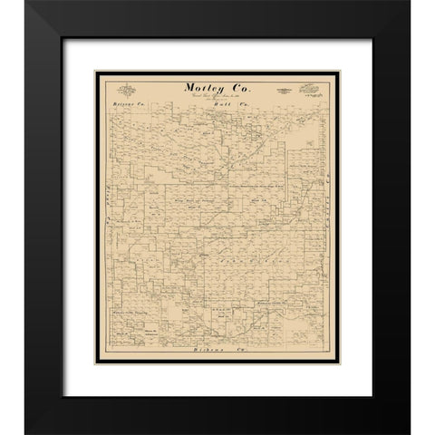Motley County Texas - McGaughey 1893 Black Modern Wood Framed Art Print with Double Matting by McGaughey