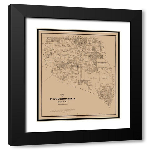 Nacogdoches County Texas - Walsh 1881 Black Modern Wood Framed Art Print with Double Matting by Walsh