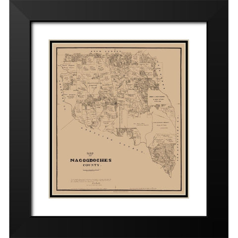 Nacogdoches County Texas - Walsh 1881 Black Modern Wood Framed Art Print with Double Matting by Walsh