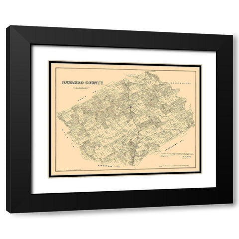 Navarro County Texas - Walsh 1880 Black Modern Wood Framed Art Print with Double Matting by Walsh