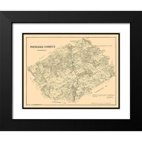 Navarro County Texas - Walsh 1880 Black Modern Wood Framed Art Print with Double Matting by Walsh