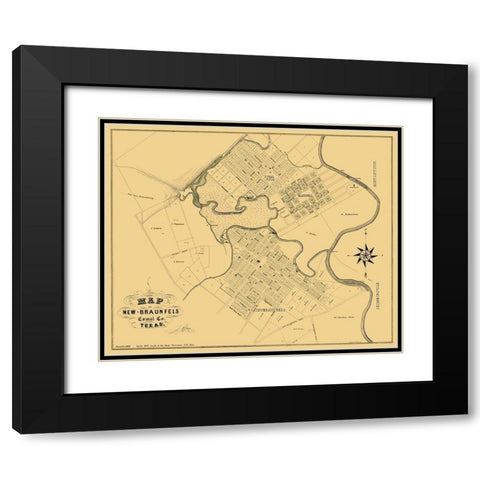 New Braunfels Texas Landowner - Groos 1868 Black Modern Wood Framed Art Print with Double Matting by Groos
