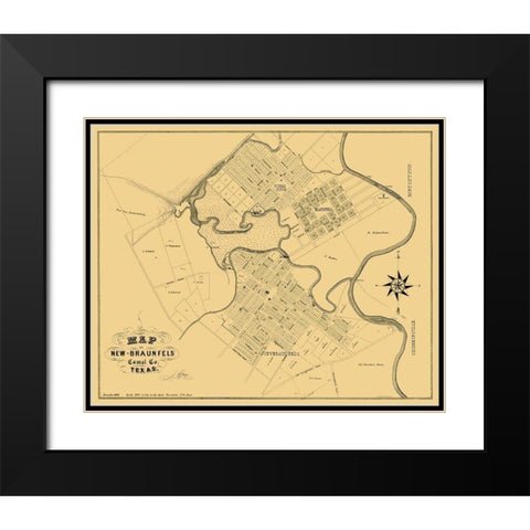 New Braunfels Texas Landowner - Groos 1868 Black Modern Wood Framed Art Print with Double Matting by Groos