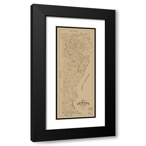 Newton County Texas - McGaughey 1893 Black Modern Wood Framed Art Print with Double Matting by McGaughey