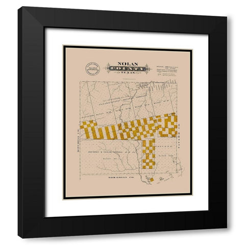 Nolan County Texas - Gast 1870 Black Modern Wood Framed Art Print with Double Matting by Gast