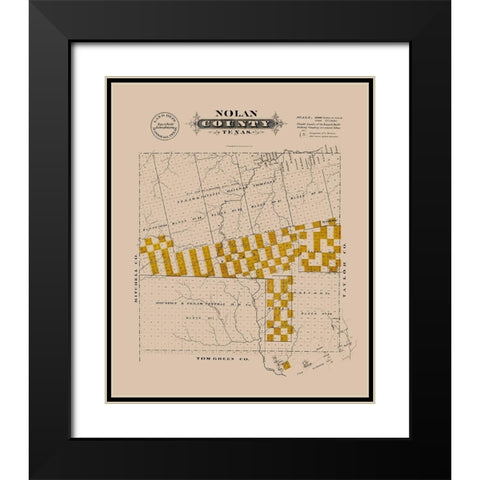 Nolan County Texas - Gast 1870 Black Modern Wood Framed Art Print with Double Matting by Gast