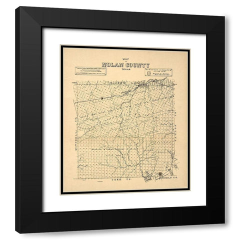 Nolan County Texas -1890 Black Modern Wood Framed Art Print with Double Matting by Unknown