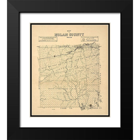 Nolan County Texas -1890 Black Modern Wood Framed Art Print with Double Matting by Unknown