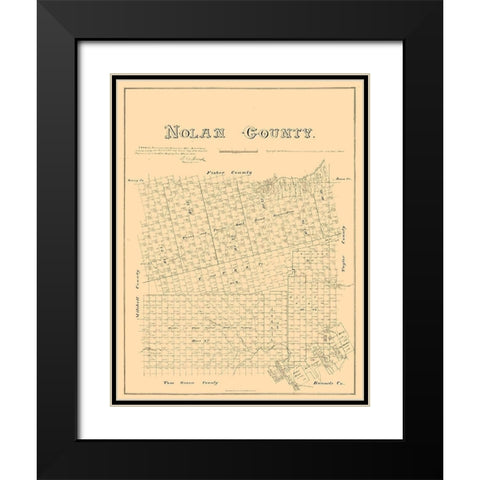 Nolan County Texas - Walsh 1880 Black Modern Wood Framed Art Print with Double Matting by Walsh