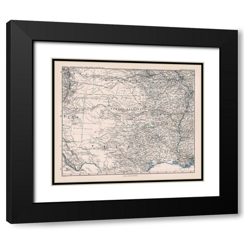 North Texas - Perthes 1872 Black Modern Wood Framed Art Print with Double Matting by Perthes