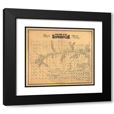 Oldham County Texas - Hall 1888 Black Modern Wood Framed Art Print with Double Matting by Hall