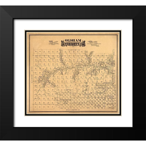 Oldham County Texas - Hall 1888 Black Modern Wood Framed Art Print with Double Matting by Hall