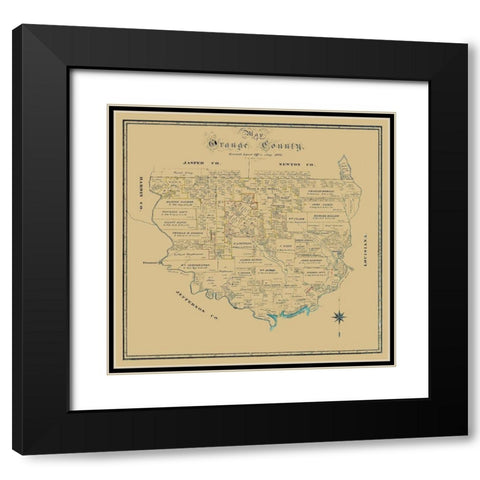 Orange County Texas - Biau 1886 Black Modern Wood Framed Art Print with Double Matting by Biau