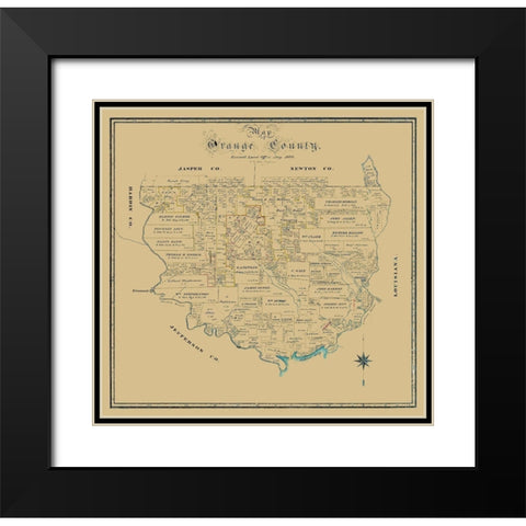 Orange County Texas - Biau 1886 Black Modern Wood Framed Art Print with Double Matting by Biau