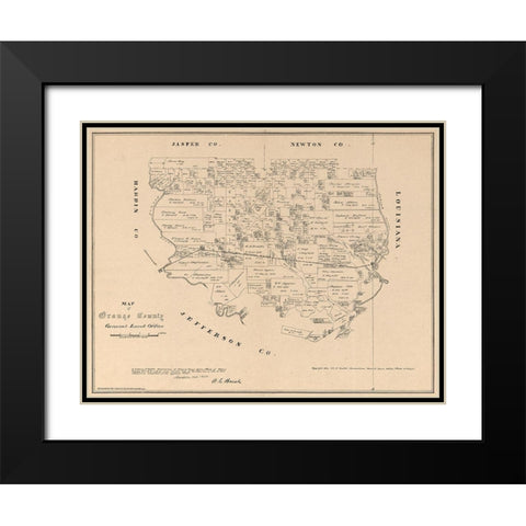 Orange County Texas - Walsh 1880 Black Modern Wood Framed Art Print with Double Matting by Walsh