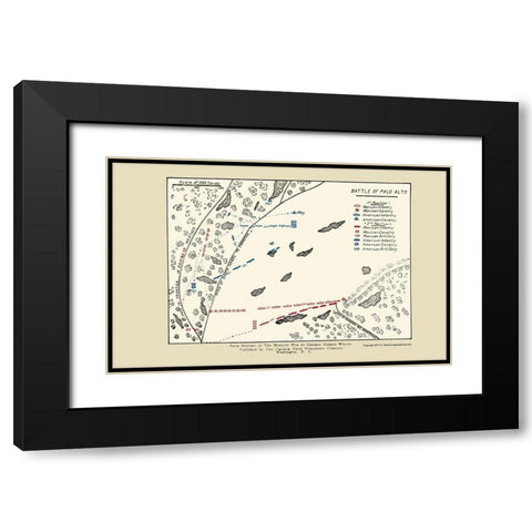 Palo Alto Battle Map 1892 Black Modern Wood Framed Art Print with Double Matting by Church News Publishing
