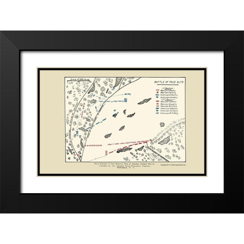 Palo Alto Battle Map 1892 Black Modern Wood Framed Art Print with Double Matting by Church News Publishing
