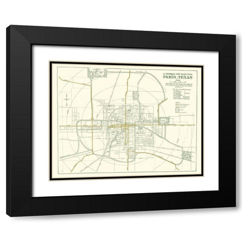 Ft. Worth Texas Plan - Dunn 1914 Black Modern Wood Framed Art Print with Double Matting by Dunn
