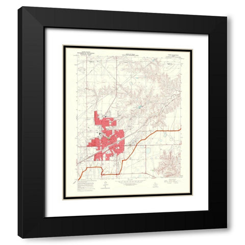 Pampa Texas Quad - USGS 1968 Black Modern Wood Framed Art Print with Double Matting by USGS