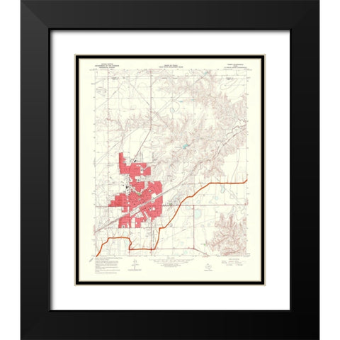 Pampa Texas Quad - USGS 1968 Black Modern Wood Framed Art Print with Double Matting by USGS