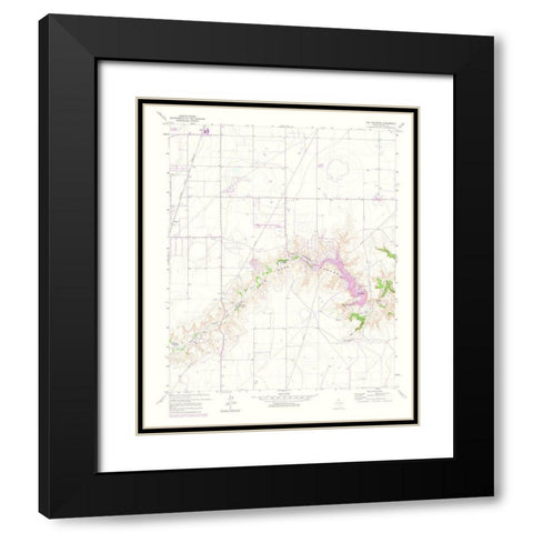 Palisades Texas Quad - USGS 1975 Black Modern Wood Framed Art Print with Double Matting by USGS