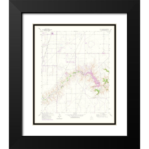 Palisades Texas Quad - USGS 1975 Black Modern Wood Framed Art Print with Double Matting by USGS