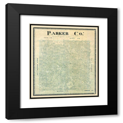 Parker County Texas -1889 Black Modern Wood Framed Art Print with Double Matting by Unknown
