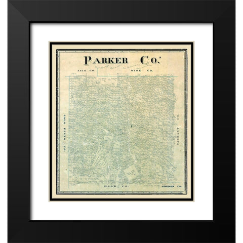 Parker County Texas -1889 Black Modern Wood Framed Art Print with Double Matting by Unknown