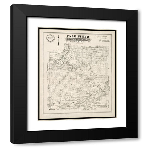 Palo Pinto County Texas - Gast 1880 Black Modern Wood Framed Art Print with Double Matting by Gast