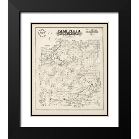 Palo Pinto County Texas - Gast 1880 Black Modern Wood Framed Art Print with Double Matting by Gast