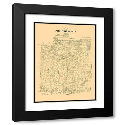 Palo Pinto County Texas - Walsh 1879 Black Modern Wood Framed Art Print with Double Matting by Walsh