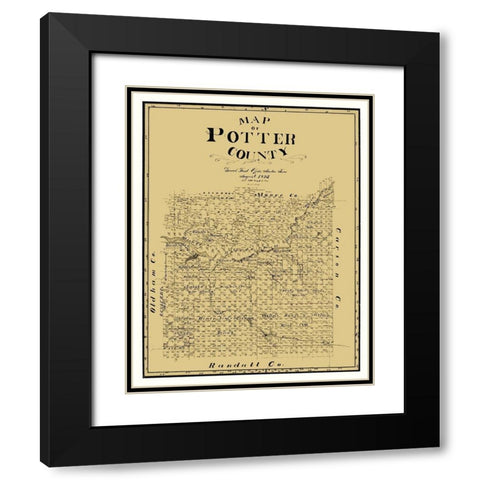 Potter County Texas - Cram 1895 Black Modern Wood Framed Art Print with Double Matting by Cram