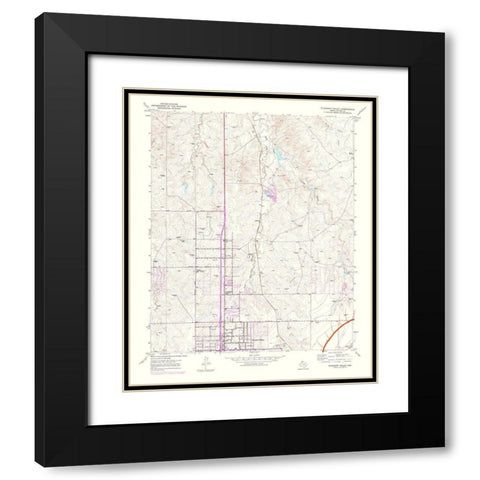 Pleasant Valley Texas Quad - USGS 1975 Black Modern Wood Framed Art Print with Double Matting by USGS