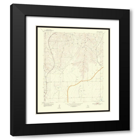 Pomeroy Texas Quad - USGS 1954 Black Modern Wood Framed Art Print with Double Matting by USGS